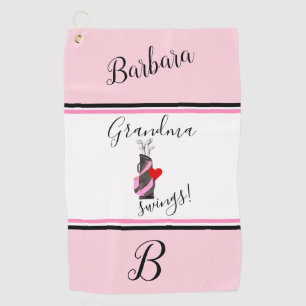 Fun Pink Golf Bag Monogram Name    Towel