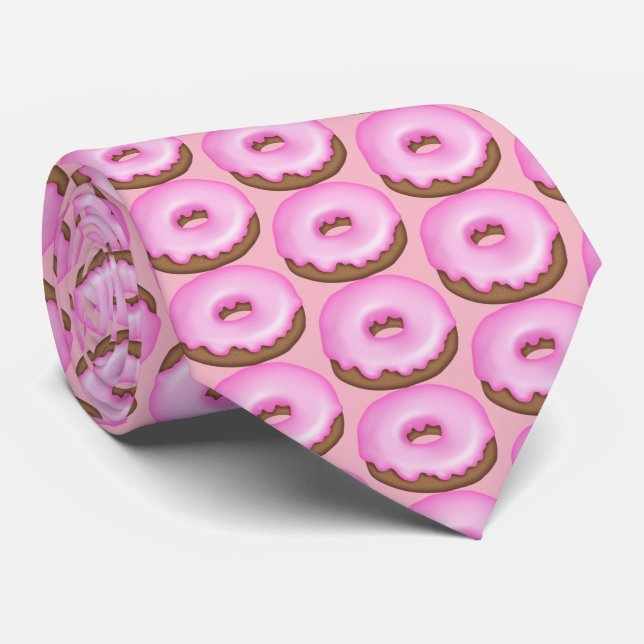 Fun pink iced doughnut tiled bakery tie (Rolled)