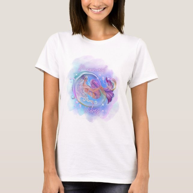 Fun Pink mermaid  by Renee Lavoie T-Shirt (Front)