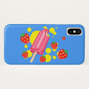 Fun Pink Popsicle and Strawberries Illustration Case-Mate iPhone Case