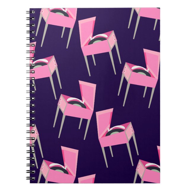 Fun Pink Retro Record Notebook (Front)