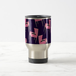 Fun Pink Retro Record Player Kitschy Music Pattern Travel Mug