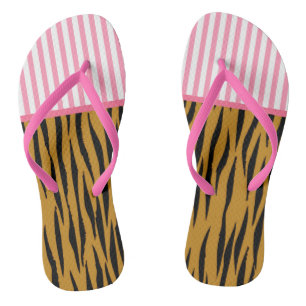 Fun Pink Stripes & Tigerprint Jandals