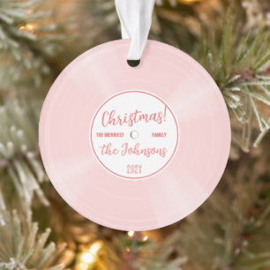 Fun Pink Vinyl Record Music Christmas Photo Ornament