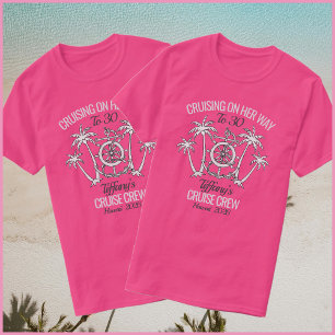 Fun Pink & White Birthday Cruise 2026 Group T-Shirt