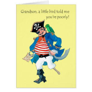 Fun Pirate and Parrot Get Well for Grandson