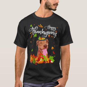 Fun Pitbull Thanksgiving Autumn Dog T-Shirt