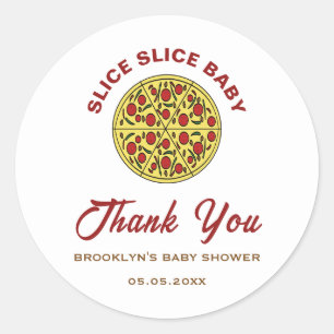 Fun Pizza Gender Neutral Slice Slice Baby Shower Classic Round Sticker