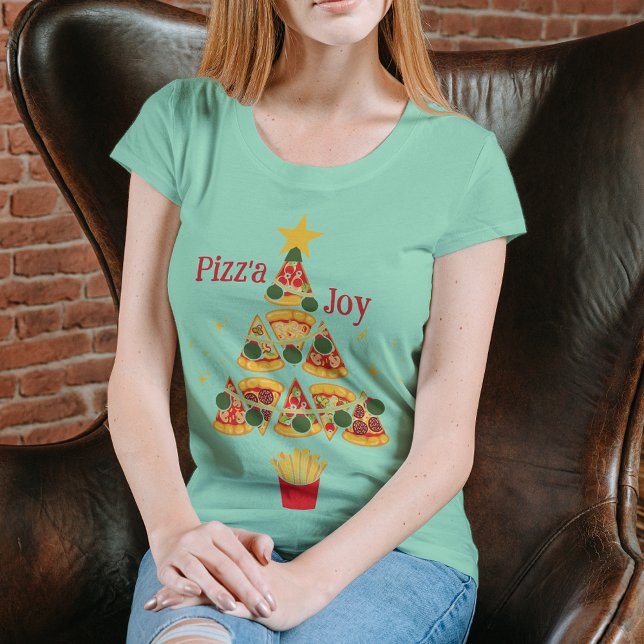 Fun Pizz'a Joy Pizza Christmas Tree Tri-Blend Shirt (Creator Uploaded)