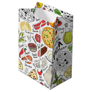 Fun pizza party pattern medium gift bag