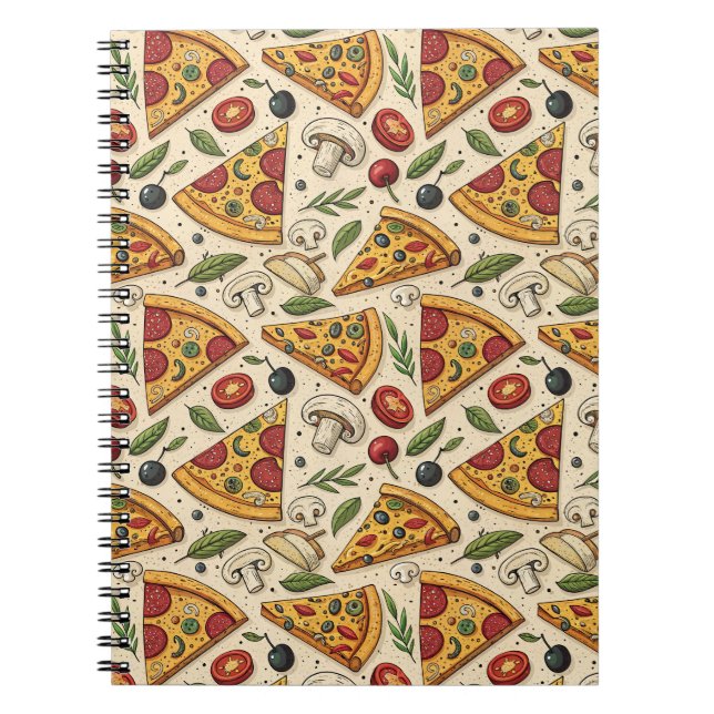 Fun Pizza Party Pepperoni Pizza Lover Food Pattern Notebook (Front)