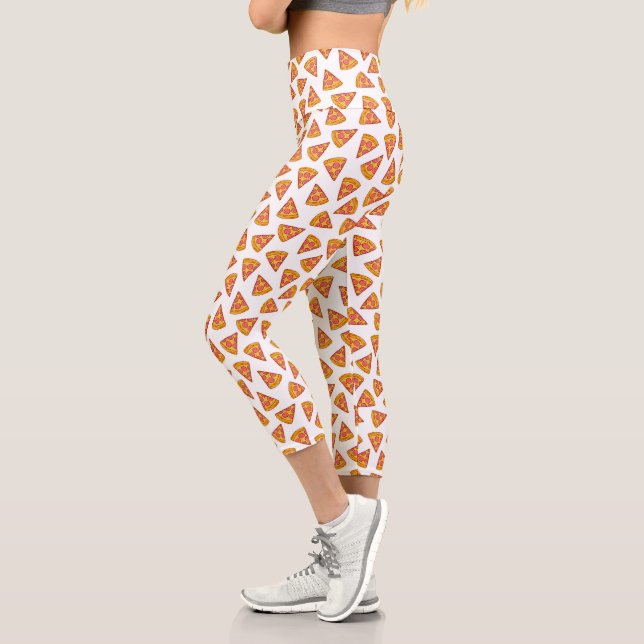 Fun Pizza Slice Pattern Capri Leggings (Left)