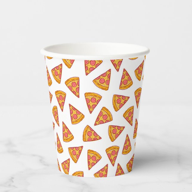 Fun Pizza Slice Pattern Paper Cups (Front)