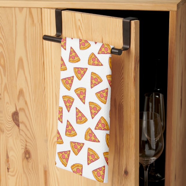 Fun Pizza Slice Pattern Tea Towel (Thirds Fold)