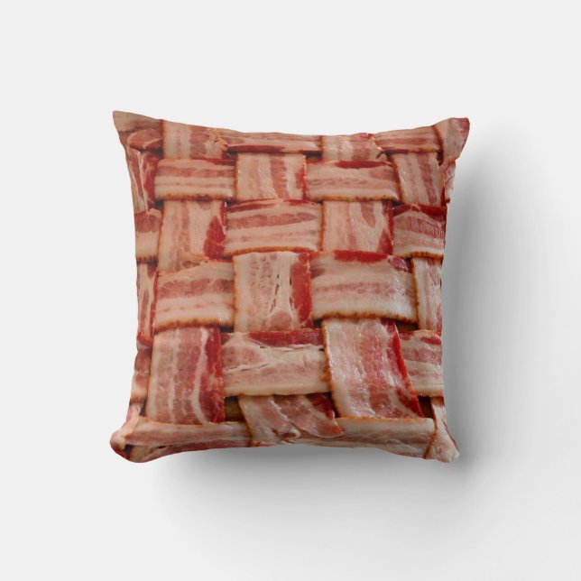 Fun Plaid Bacon Pattern Meat Lover Cushion (Front)