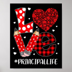 Fun Plaid Heart Love Principal Valentine Day Chris Poster