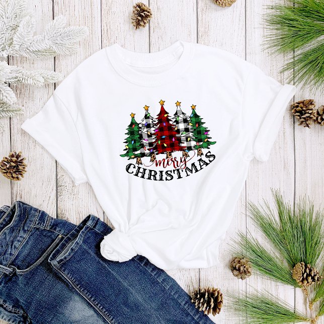 Fun Plaid Merry Christmas Women's T-Shirt (Creator Uploaded)
