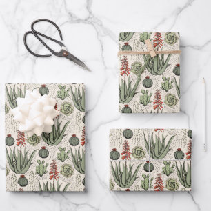 Fun Plant Lover Aloe Vera Plants Succulents Cactus Wrapping Paper Sheet