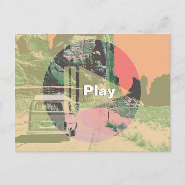 Fun Play Button Over Your Photo  Postcard (Front)