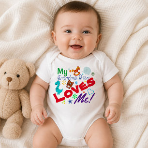 Fun Playful Colorful My Grandma Loves Me Baby Bodysuit