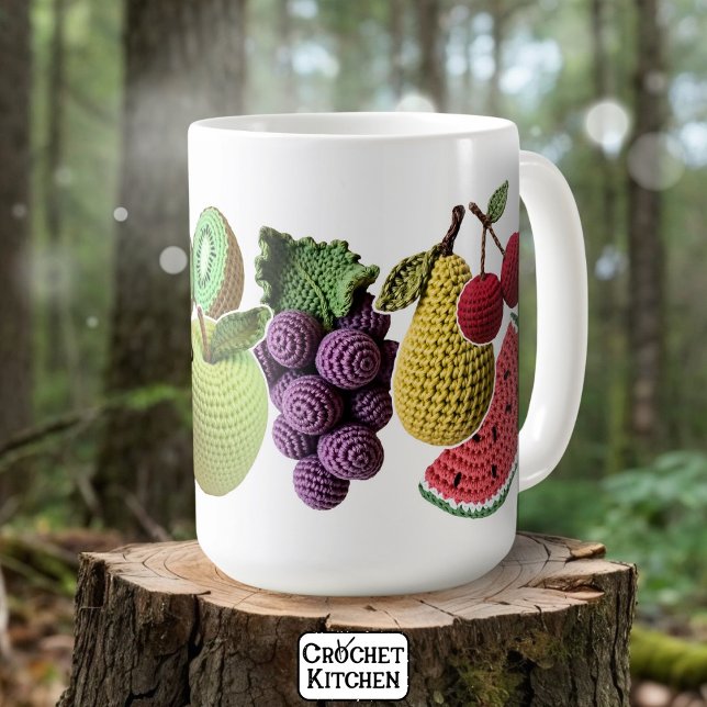 Fun Playful Crochet Fruit Collage Scrapbook  Coffee Mug (Creator Uploaded)
