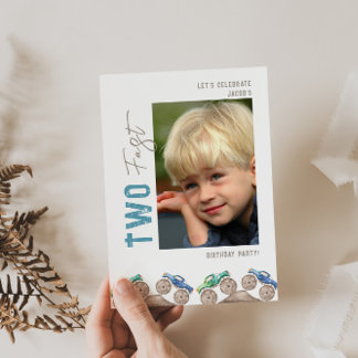 Fun Playful Monster Trucks Photo Invitation