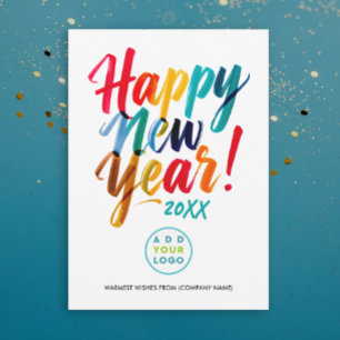 Fun Playful New Year Colourful Typo Business Logo Holiday Card