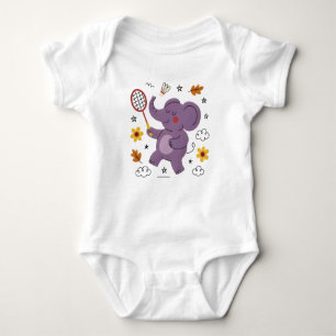 Fun playing baby elephant baby bodysuit