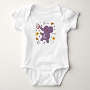 Fun playing baby elephant bodysuit