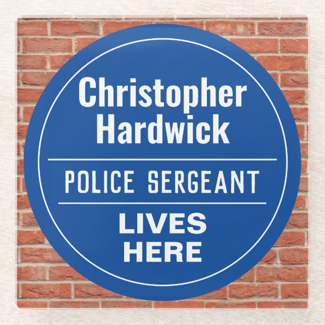 Fun Police Sergeant Wall Plaque Style Glass Coaster (Front)