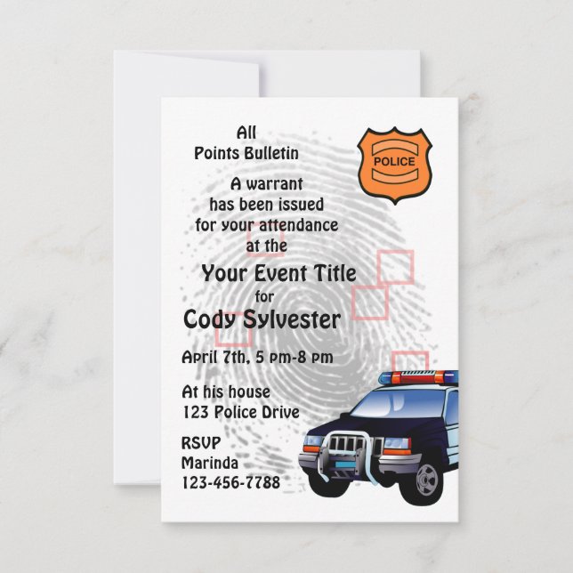 Fun Policeman Birthday Retirement Party Invitation (Front)