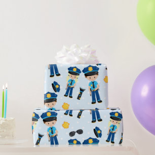 Fun policeman pattern party wrapping paper