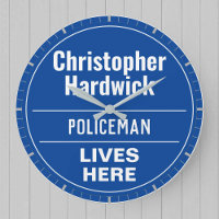 Fun Policeman Wall Plaque Style Large Clock