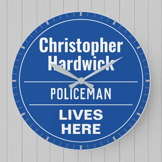 Fun Policeman Wall Plaque Style Large Clock (Creator Uploaded)