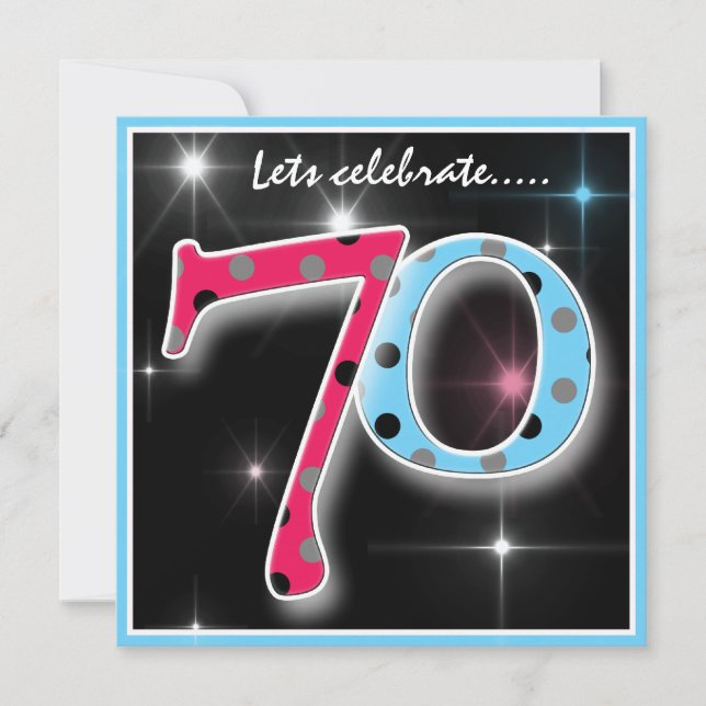 Fun Polka Dot 70th Birthday Party Invitation (Front)