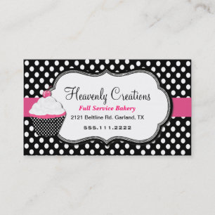Fun Polka Dot and Cupcake Bakery Business Card
