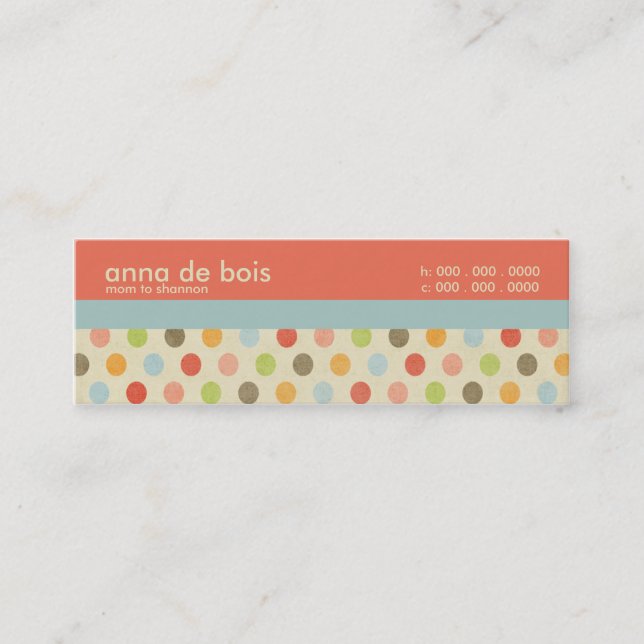 Fun Polka Dot Mummy Calling Card (Front)