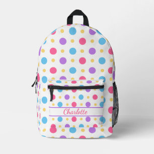 Fun Polka Dot Pink Purple Blue  Printed Backpack