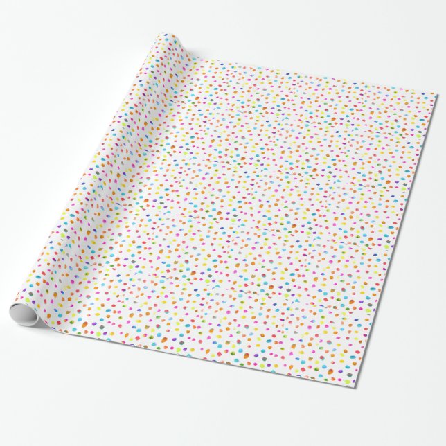 Fun polka dot rainbow boho watercolor art wrapping paper (Unrolled)