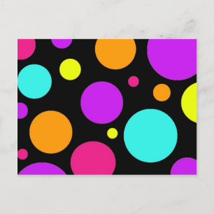 Fun Polka Dots Black Orange Purple Teal Pink Postcard