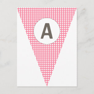 Fun Polkadot Pink Customisable Flag Bunting Postcard