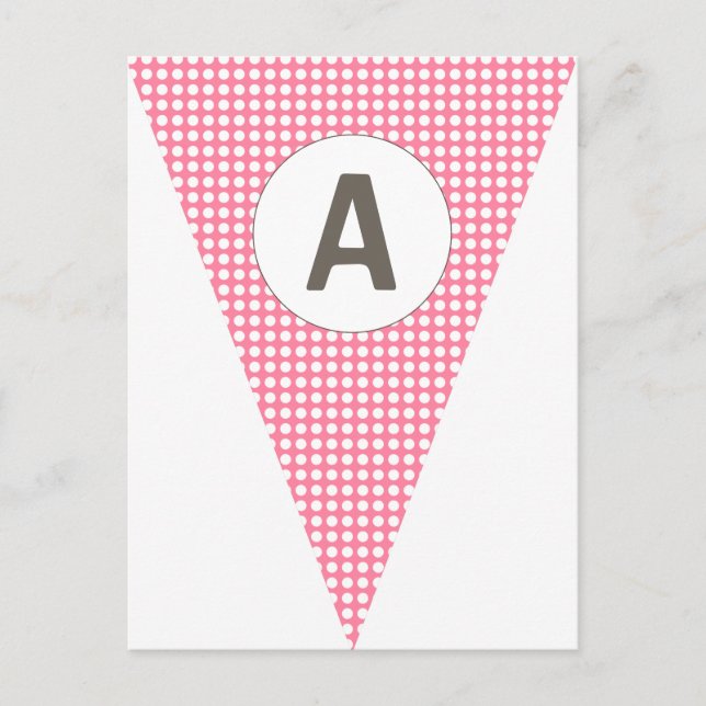 Fun Polkadot Pink Customisable Flag Bunting Postcard (Front)