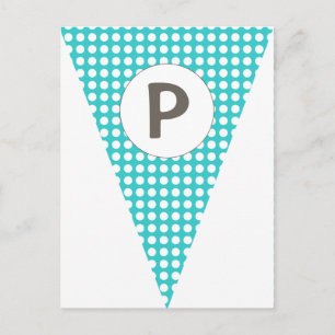 Fun Polkadot Teal Customisable Flag Bunting Postcard