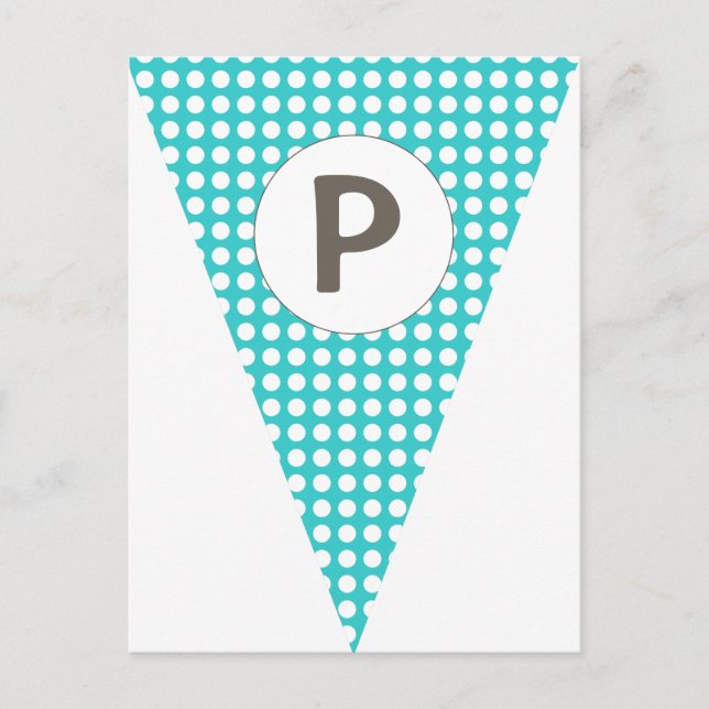 Fun Polkadot Teal Customisable Flag Bunting Postcard (Front)