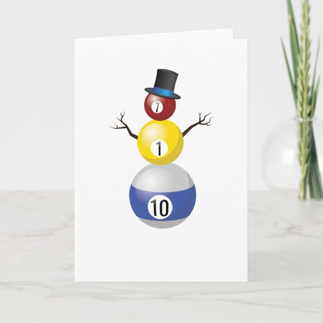 Fun Pool Ball Snowman Billiards Pool Player Card (Front)