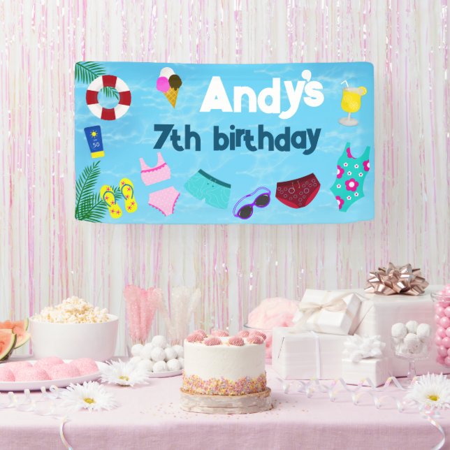 Fun Pool Birthday Party Decor Banner (Party)