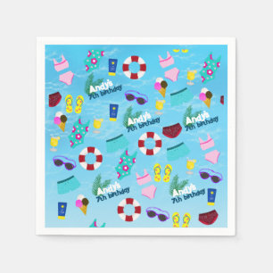 Fun Pool Birthday Party Pattern Napkin