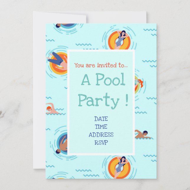 Fun Pool Party cute and modern Invitation (Front)