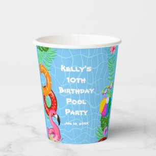 Fun Pool Party Swimming Birthday Paper Cups