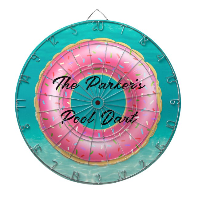 Fun Pool side summer floating pink dougnut Dartboard (Front)